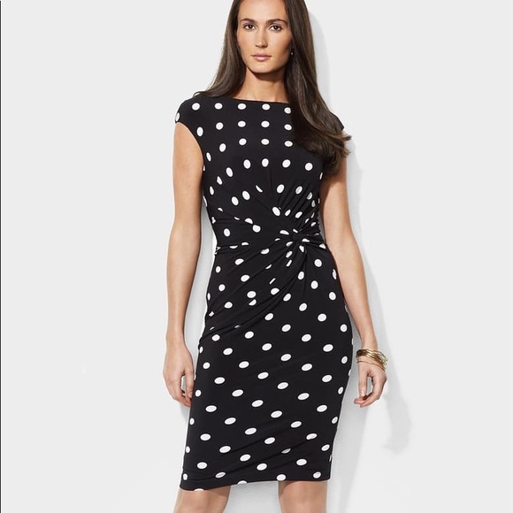 Ralph Lauren Dresses & Skirts - Lauren Ralph Lauren Boatneck Polka Dot Dress Sz 6